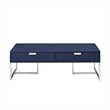 Posh Living Omer Faux Shagreen Coffee Table Navy/Chrome