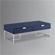 Posh Living Omer Faux Shagreen Coffee Table Navy/Chrome