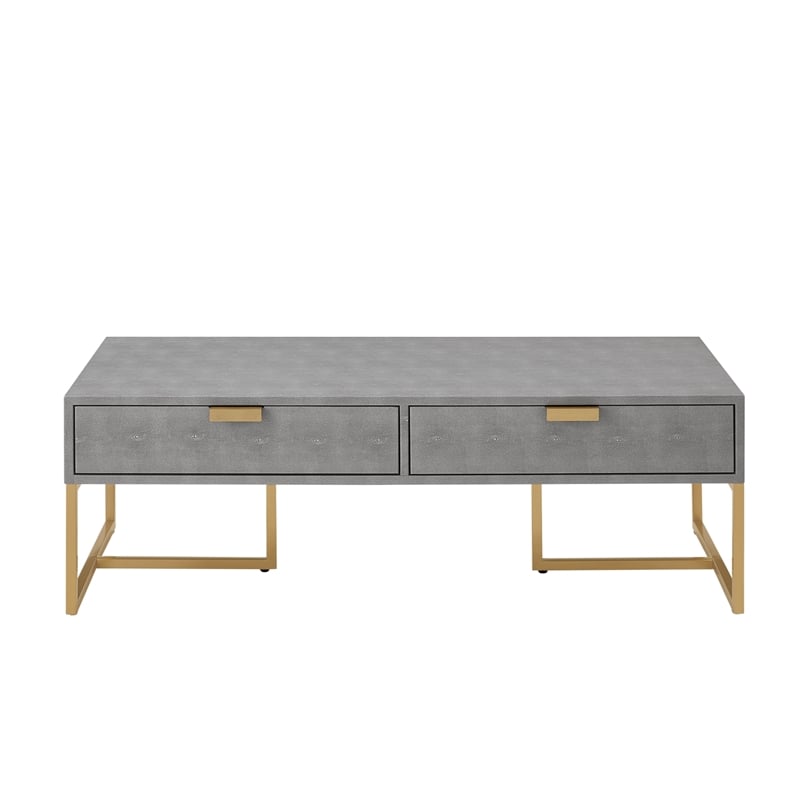 Made Goods Dexter Coffee Table Silver and Cool Gray Faux Shagreen