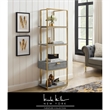 Posh Living Omer Faux Shagreen Bookshelf Gray/Gold