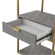 Posh Living Omer Faux Shagreen Bookshelf Gray/Gold