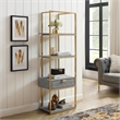 Posh Living Omer Faux Shagreen Bookshelf Gray/Gold