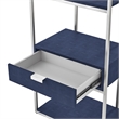 Posh Living Omer Faux Shagreen Bookshelf Navy/Chrome