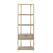 Posh Living Omer Faux Shagreen Bookshelf Cream White/Gold