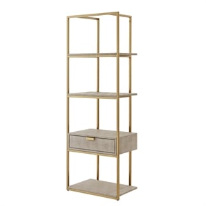 Posh Living Omer Faux Shagreen Bookshelf Cream White/Gold