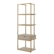 Posh Living Omer Faux Shagreen Bookshelf Cream White/Gold