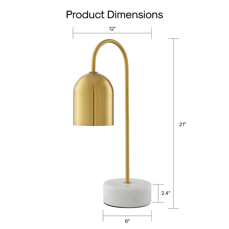 Posh Living Rya Table Lamp 5ft Power Cord Marble Stone Base Brass