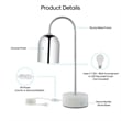 Posh Living Rya Table Lamp 5ft Power Cord Marble Stone Base Chrome