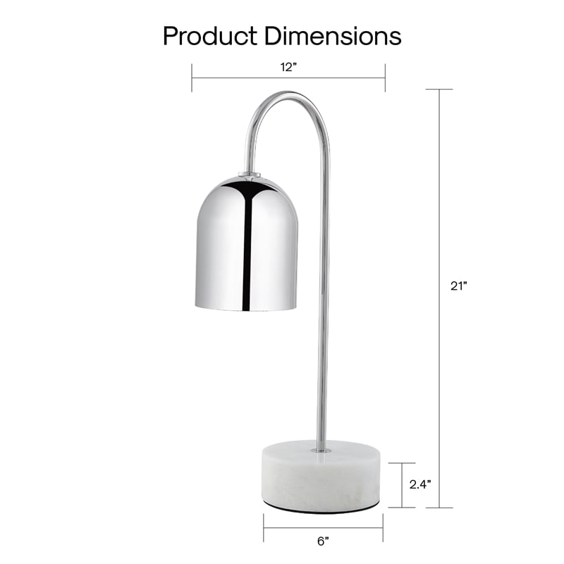 Posh Living Rya Table Lamp 5ft Power Cord Marble Stone Base Chrome