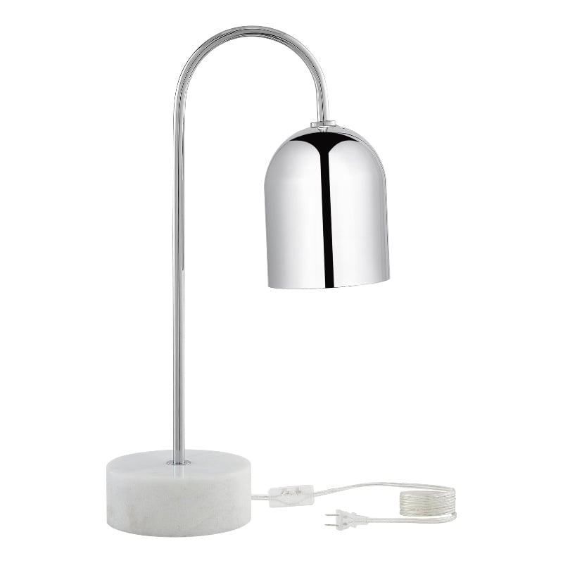 Posh Living Rya Table Lamp 5ft Power Cord Marble Stone Base Chrome