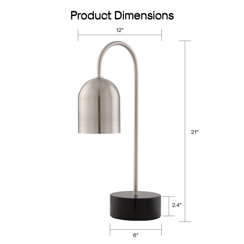 Posh Living Rya Table Lamp 5ft Power Cord Marble Stone Base Stainless Steel