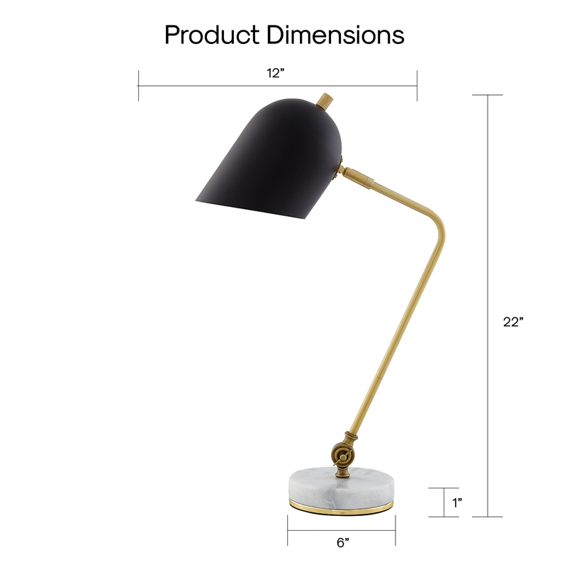Posh Living Armin Table Lamp 5ft Power Cord Marble Stone Base Black