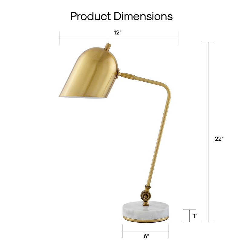 Posh Living Armin Table Lamp 5ft Power Cord Marble Stone Base Brass