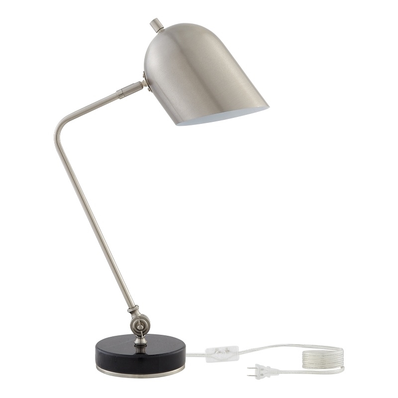 Posh Living Armin Table Lamp 5ft Power Cord Marble Stone Base Stainless Steel