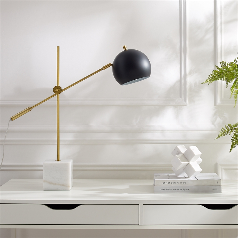 Posh Living Ameya Table Lamp 5ft Power Cord Marble Stone Base Black