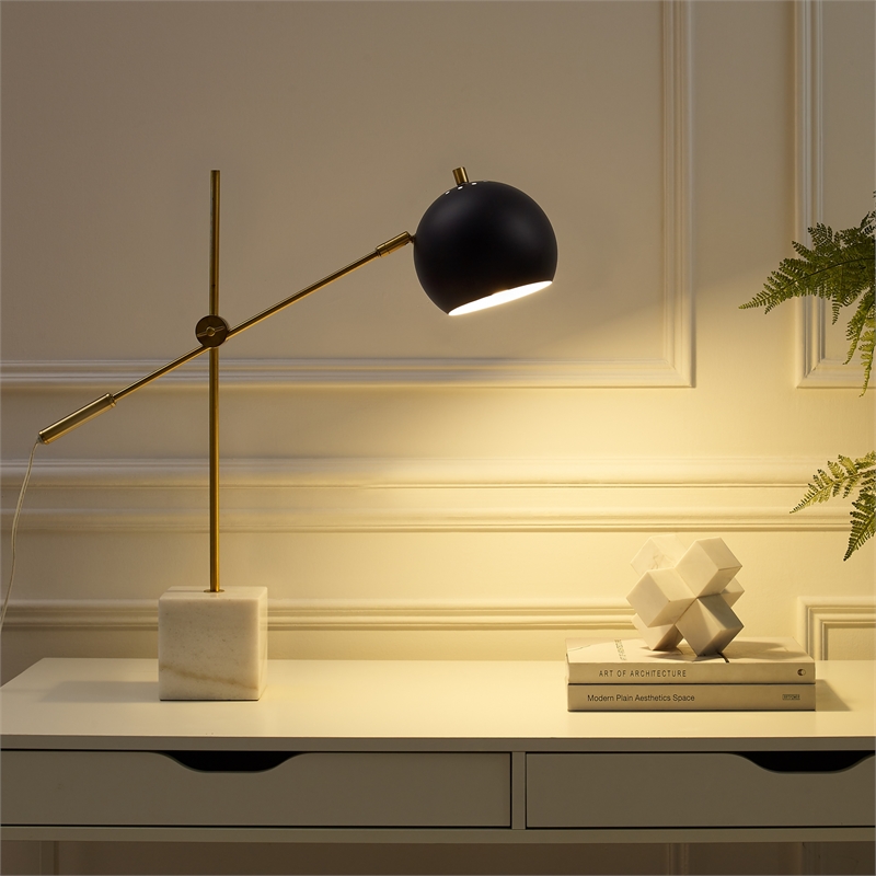 Posh Living Ameya Table Lamp 5ft Power Cord Marble Stone Base Black