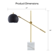 Posh Living Ameya Table Lamp 5ft Power Cord Marble Stone Base Black