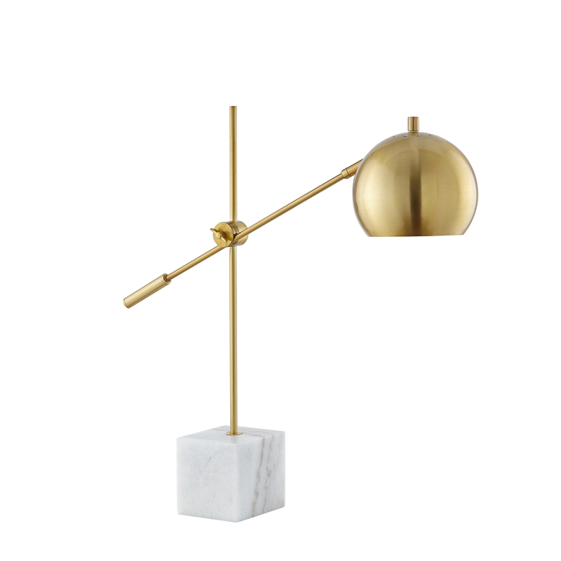 Posh Living Ameya Table Lamp 5ft Power Cord Marble Stone Base Brass