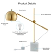 Posh Living Ameya Table Lamp 5ft Power Cord Marble Stone Base Brass