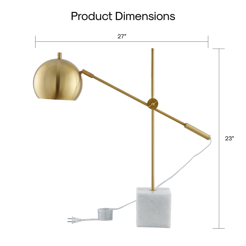 Posh Living Ameya Table Lamp 5ft Power Cord Marble Stone Base Brass