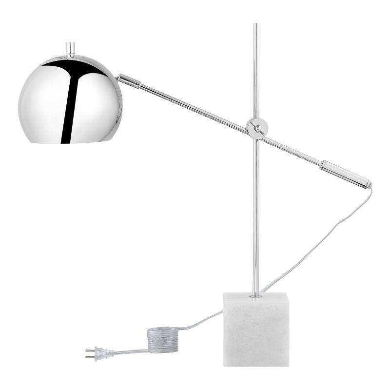 Posh Living Ameya Table Lamp 5ft Power Cord Marble Stone Base Chrome