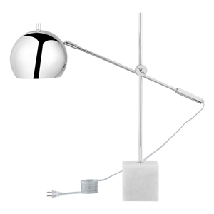 Posh Living Ameya Table Lamp 5ft Power Cord Marble Stone Base Chrome