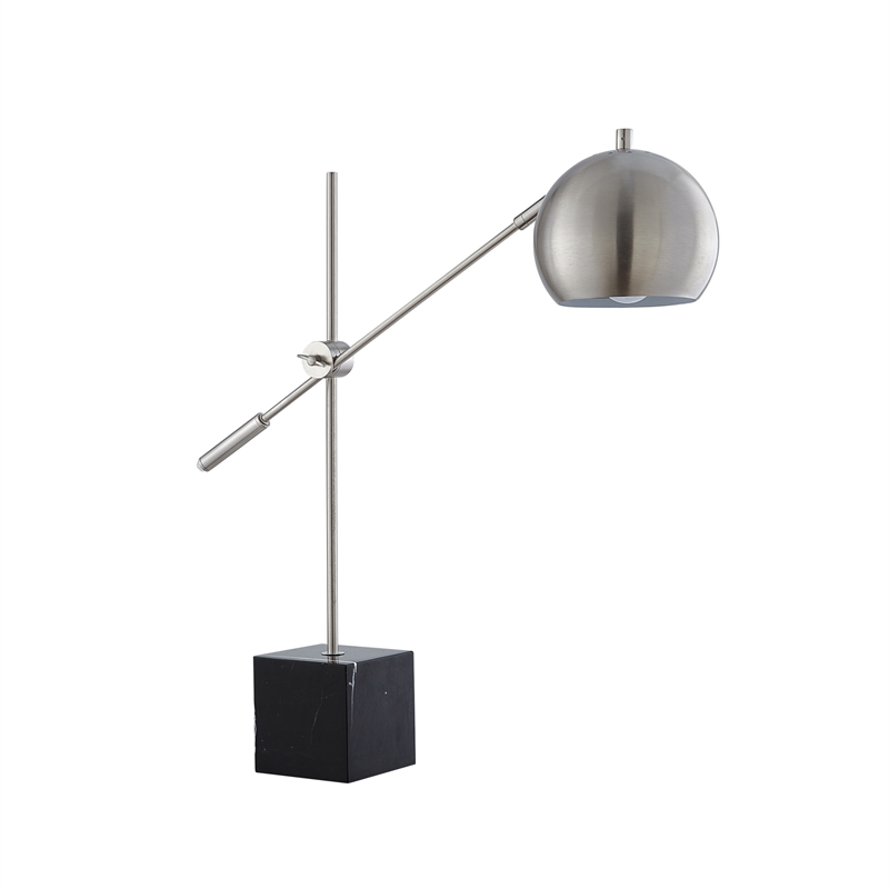 Posh Living Ameya Table Lamp 5ft Power Cord Marble Stone Base Stainless Steel