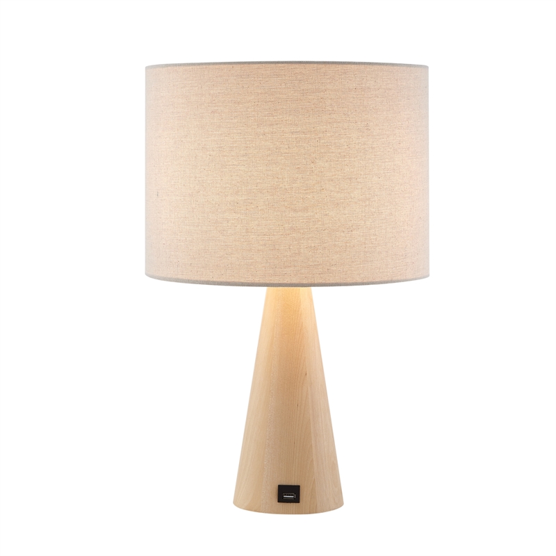 Posh Living Brynlie Table Lamp 5ft Power Cord USB Charger Beige