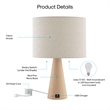 Posh Living Brynlie Table Lamp 5ft Power Cord USB Charger Beige