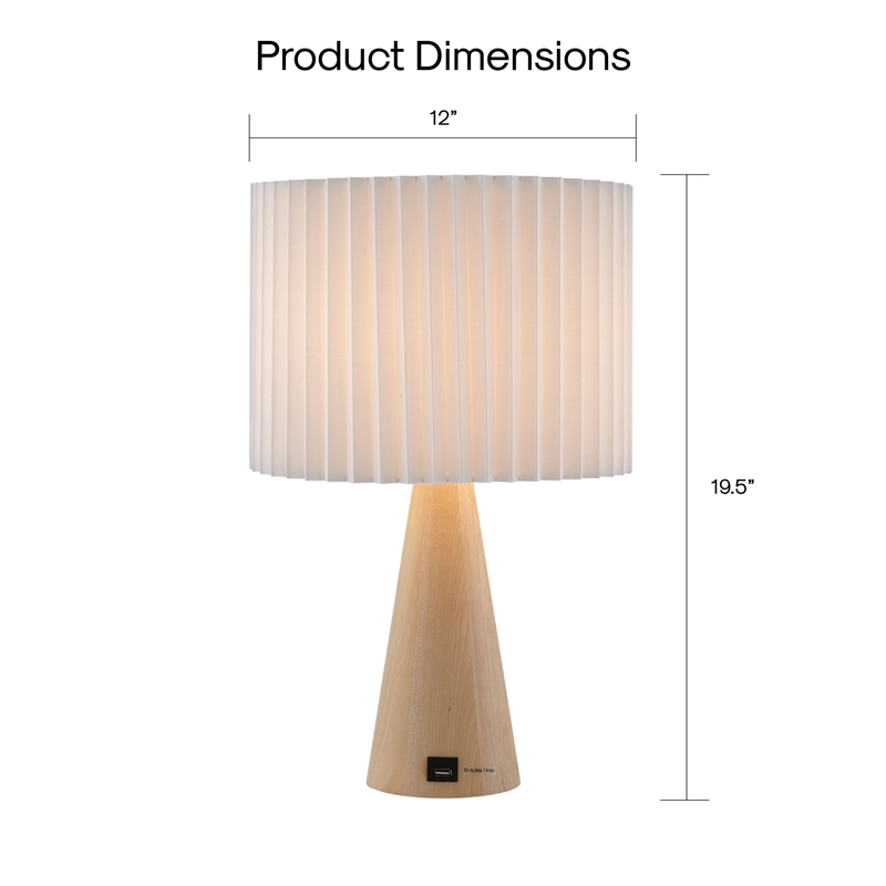 Posh Living Brynlie Table Lamp 5ft Power Cord USB Charger Ivory