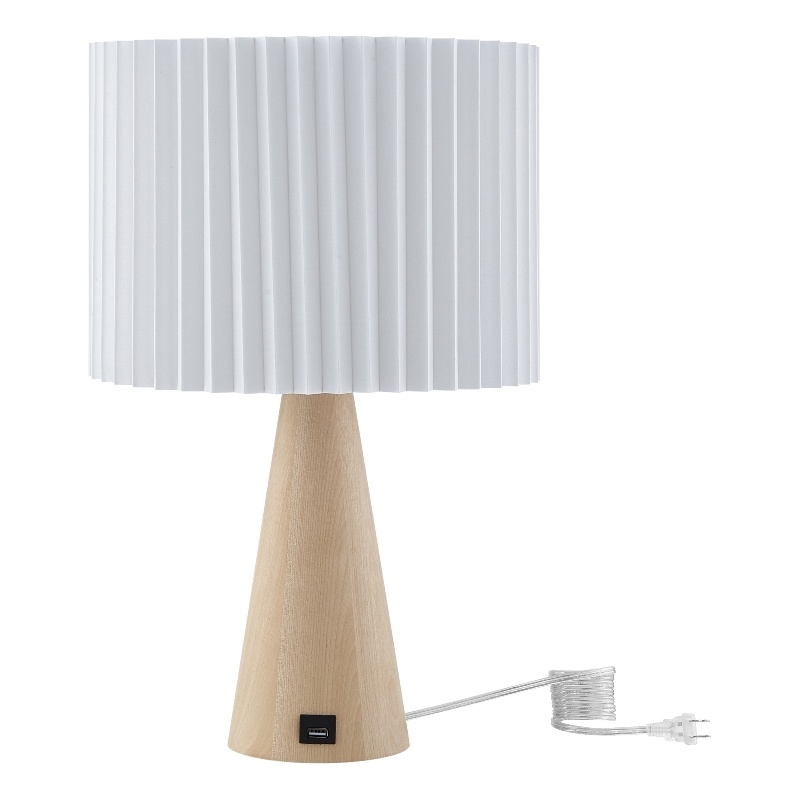 Posh Living Brynlie Table Lamp 5ft Power Cord USB Charger Ivory