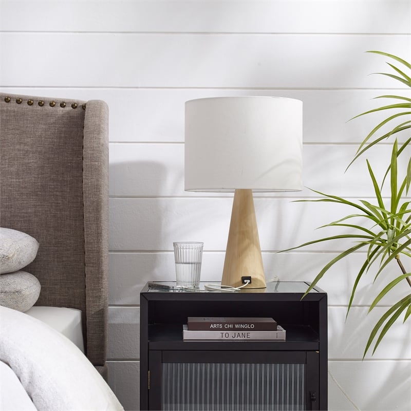 Posh Living Brynlie Table Lamp 5ft Power Cord USB Charger White
