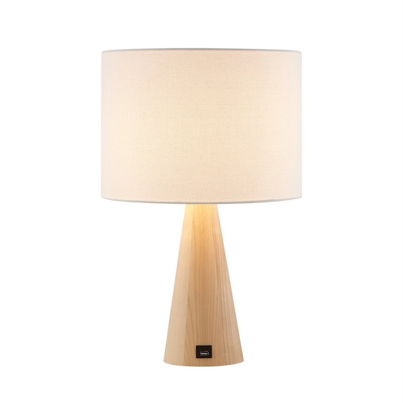 Posh Living Brynlie Table Lamp 5ft Power Cord USB Charger White