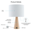 Posh Living Brynlie Table Lamp 5ft Power Cord USB Charger White
