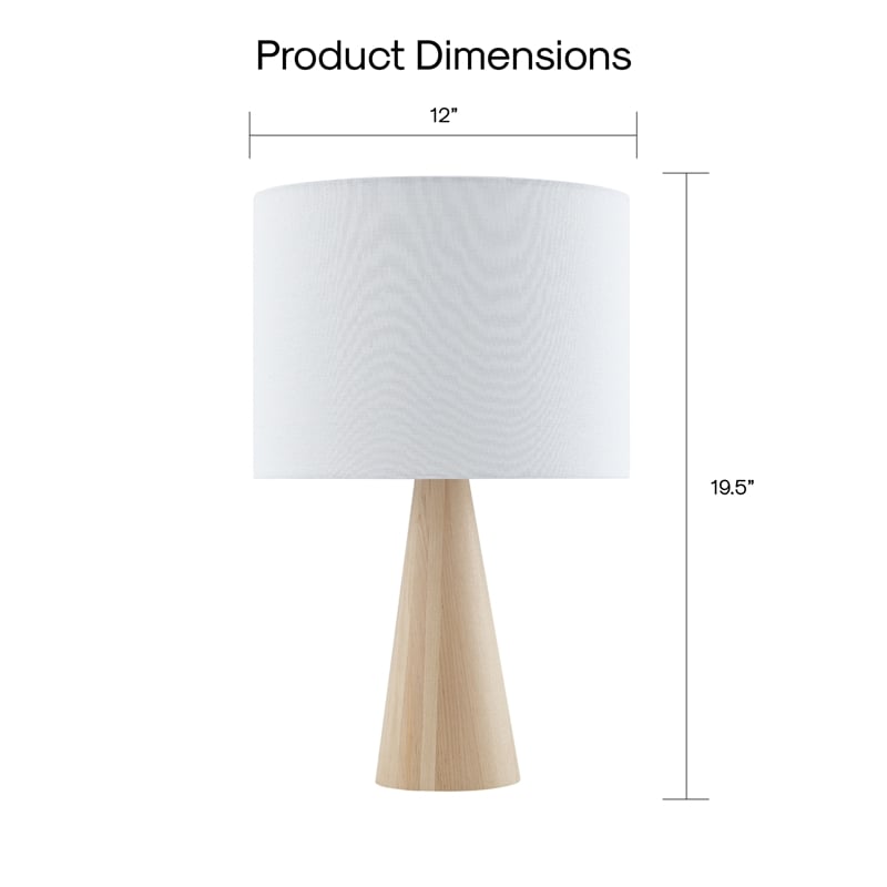 Posh Living Brynlie Table Lamp 5ft Power Cord USB Charger White