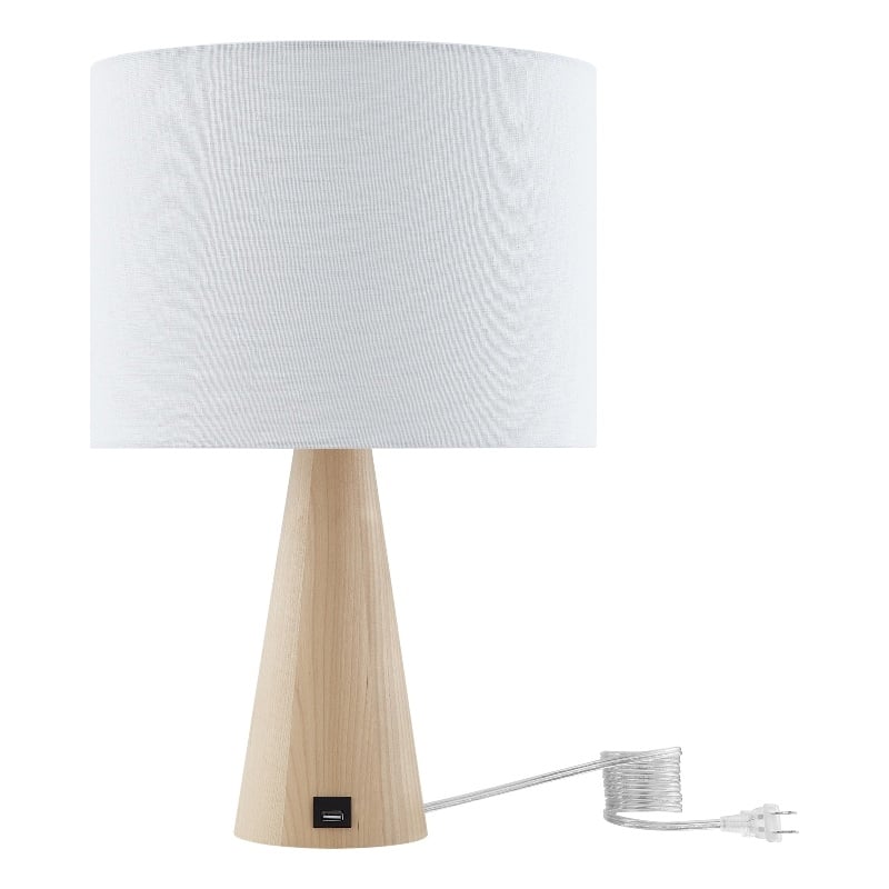 Posh Living Brynlie Table Lamp 5ft Power Cord USB Charger White