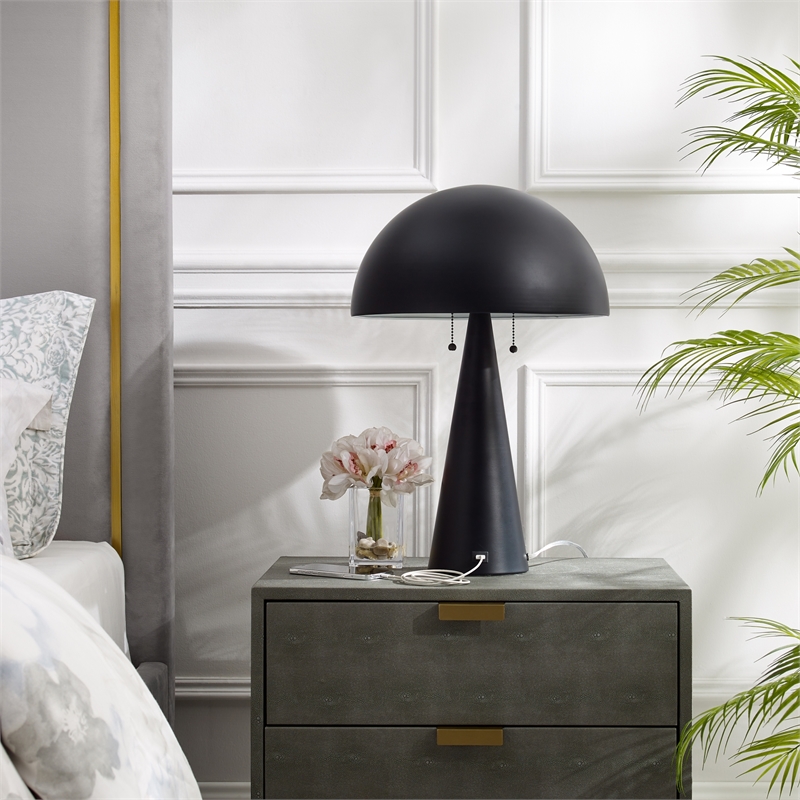 Posh Living Bradford Table Lamp USB Charger Black