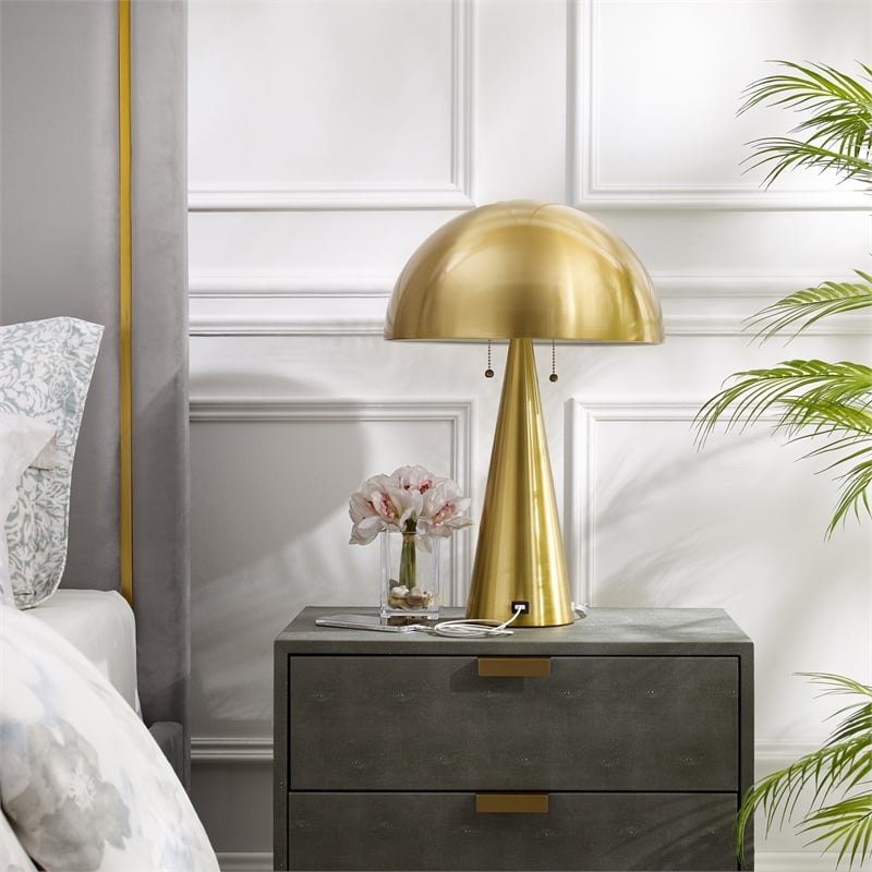 Posh Living Bradford Table Lamp USB Charger Brass