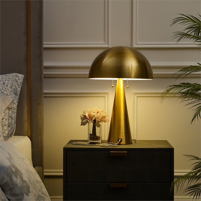 Posh Living Bradford Table Lamp USB Charger Brass