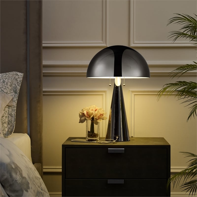 Posh Living Bradford Table Lamp USB Charger Chrome