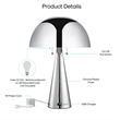 Posh Living Bradford Table Lamp USB Charger Chrome