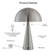 Posh Living Bradford Table Lamp USB Charger Stainless Steel