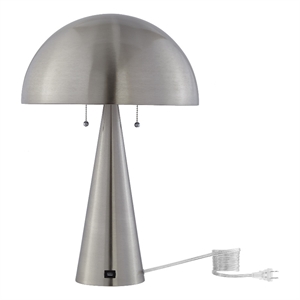Posh Living Bradford Table Lamp USB Charger Stainless Steel