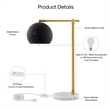 Posh Living Kendric Table Lamp 5ft Power Cord Marble Stone Base Black