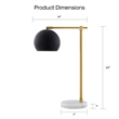 Posh Living Kendric Table Lamp 5ft Power Cord Marble Stone Base Black