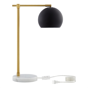 Posh Living Kendric Table Lamp 5ft Power Cord Marble Stone Base Black