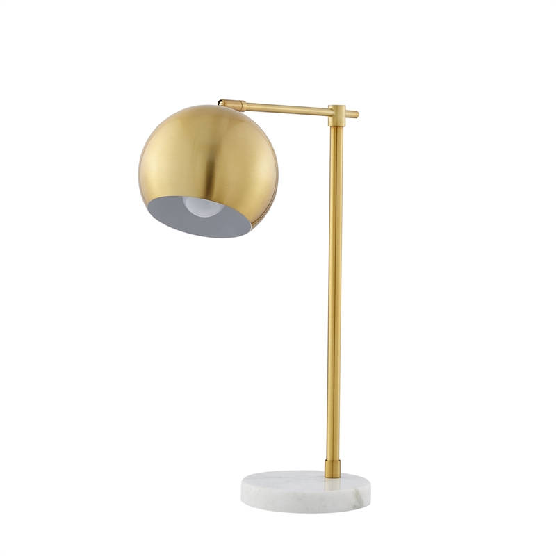 Posh Living Kendric Table Lamp 5ft Power Cord Marble Stone Base Brass