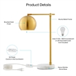 Posh Living Kendric Table Lamp 5ft Power Cord Marble Stone Base Brass