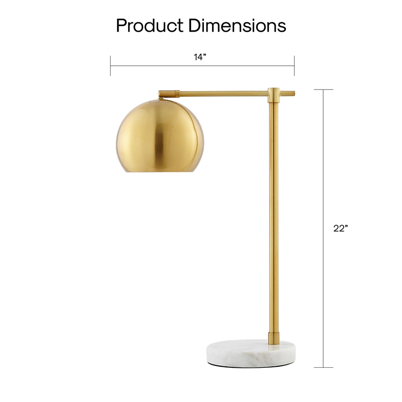 Posh Living Kendric Table Lamp 5ft Power Cord Marble Stone Base Brass