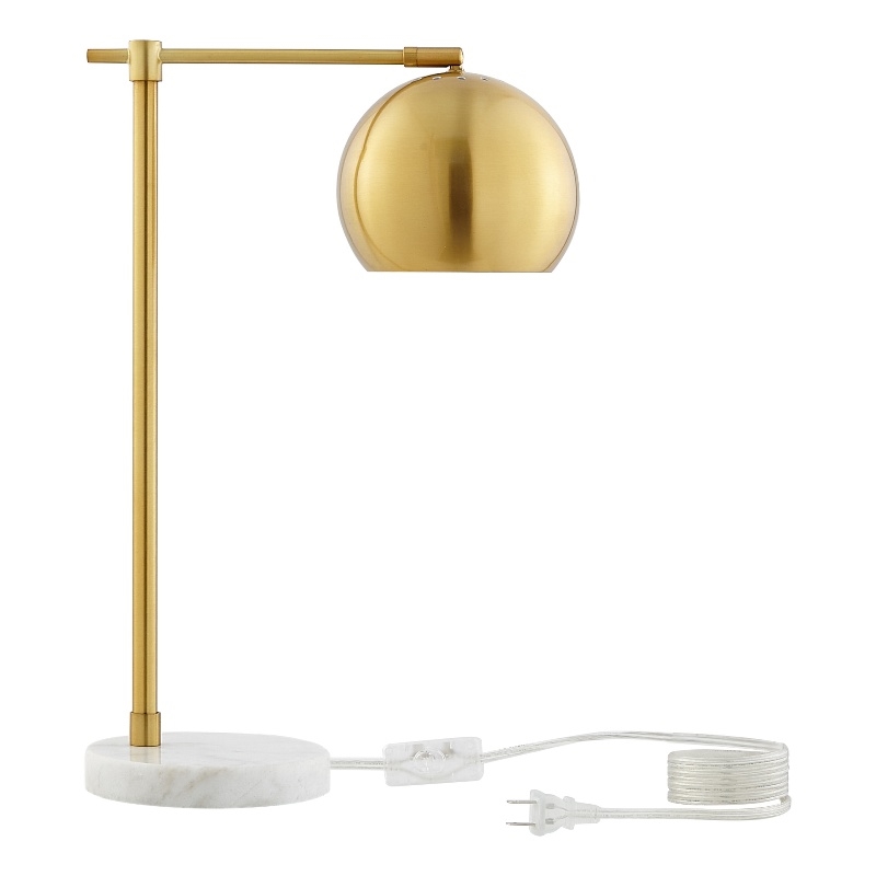 Posh Living Kendric Table Lamp 5ft Power Cord Marble Stone Base Brass